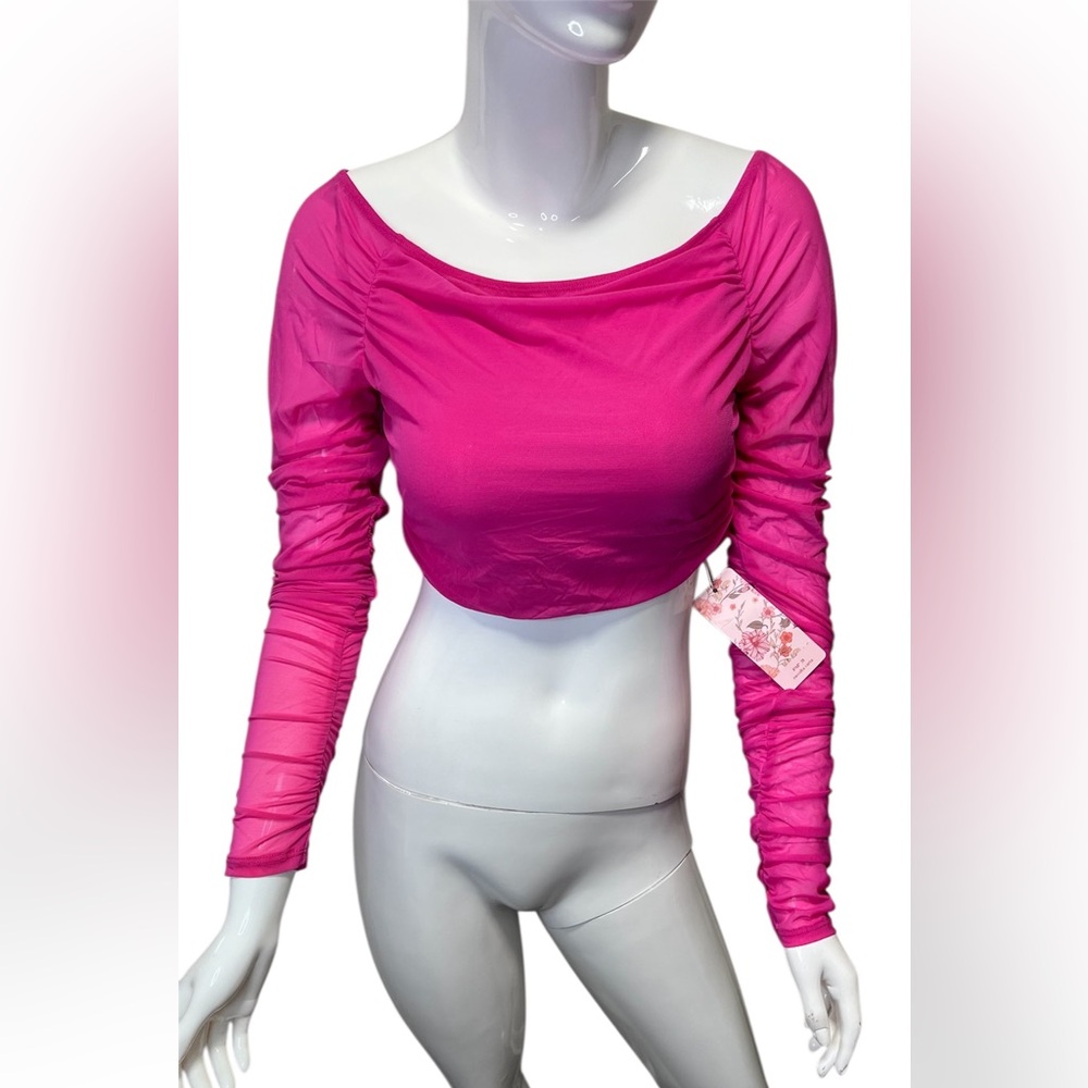 Pink Ruched Long Sleeve Top Shein Brand New